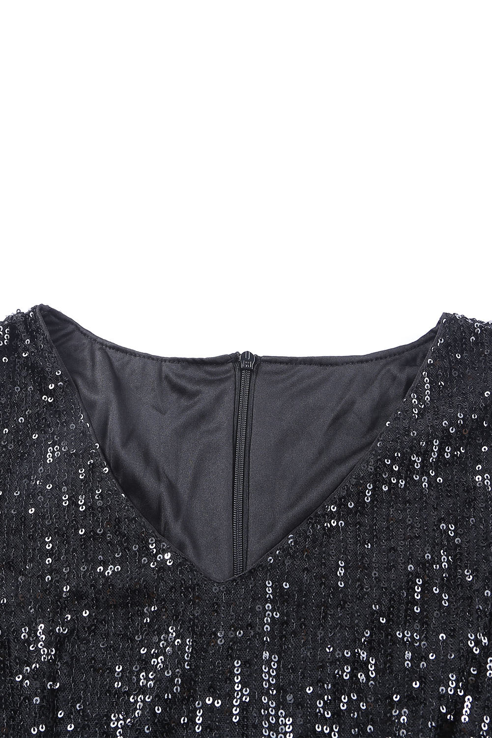 Black Slit Sleeves Sequin Dress