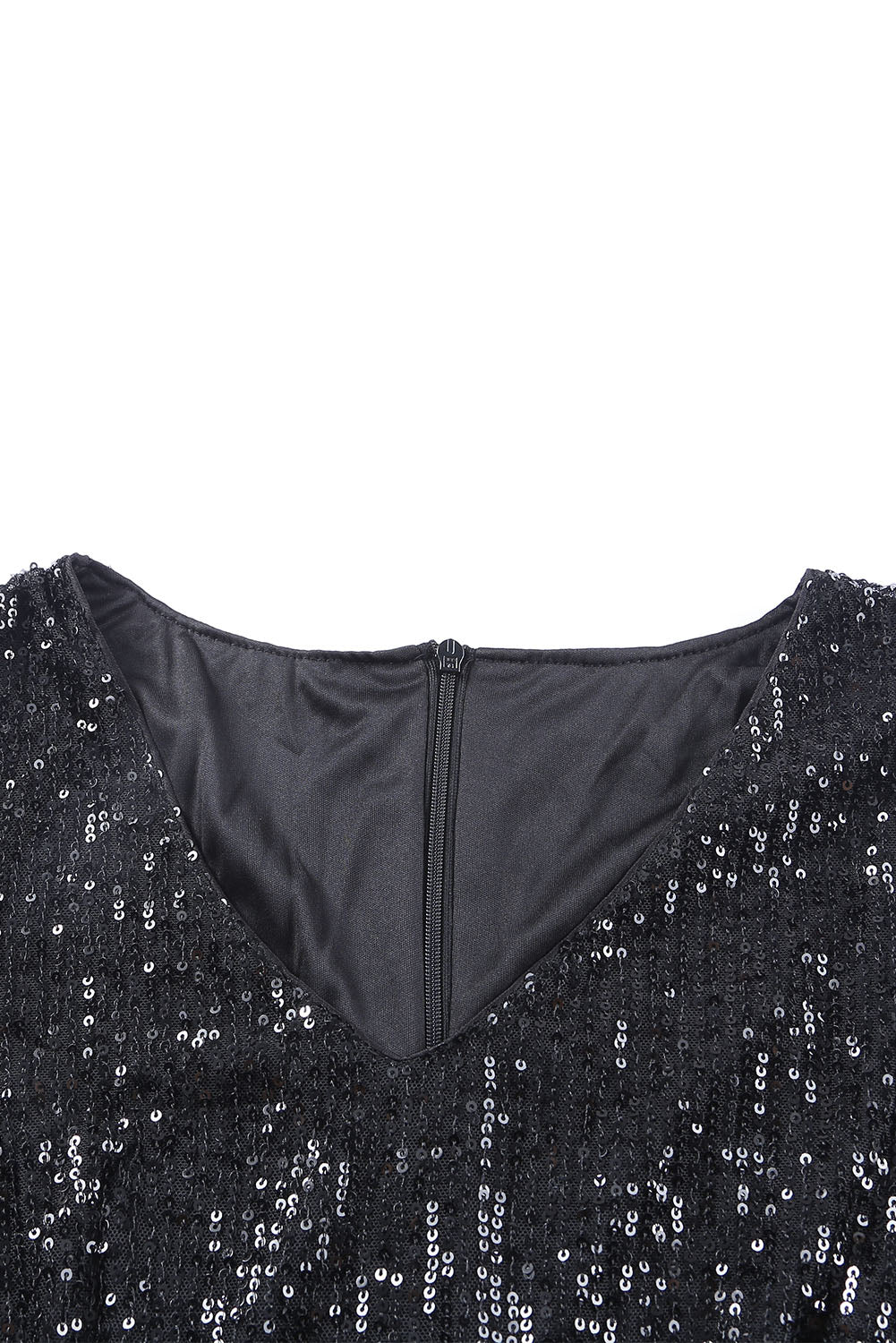 Black Slit Sleeves Sequin Dress - EBEPEX