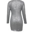 Gray Sequin Deep V Neck Side Shirring Long Sleeve Mini Dress
