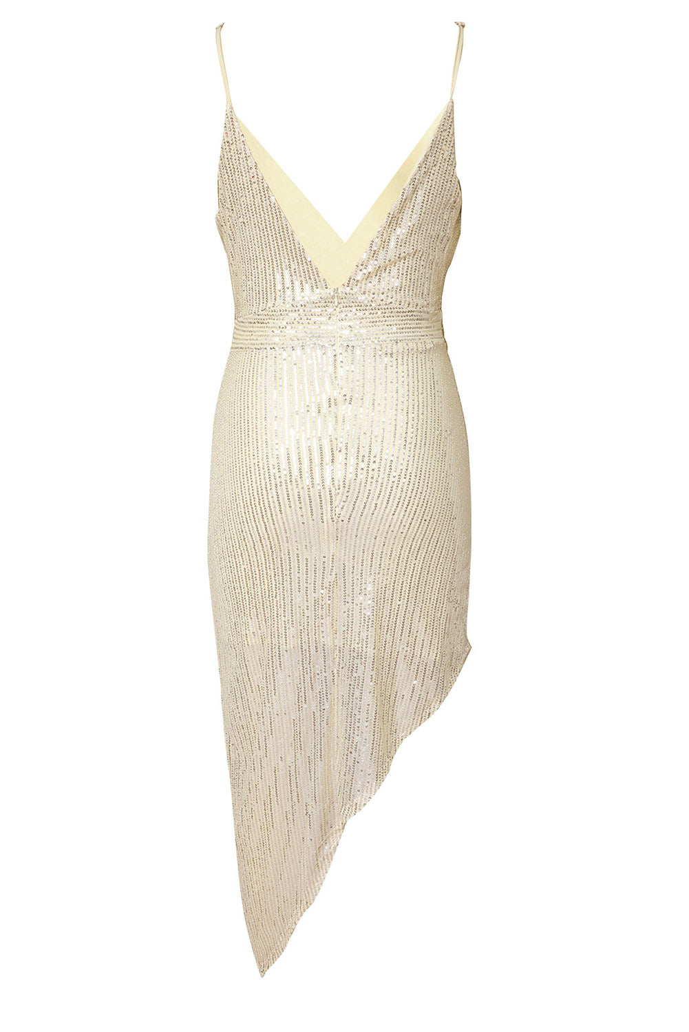 Golden V Neck Bodycon Sequin Dress - EBEPEX