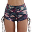 Green Camo Print High Waist Side Ruched Fitness Yoga Shorts - EBEPEX