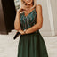 Green Sequin Lines Bodice High Waist Gown