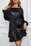 Black Long Sleeves Sequin Mini Dress