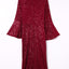 Red Deep V Neck Bell Sleeve Sequin Dress