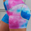 Blue Printed High Waist Lift Up Yoga Shorts - EBEPEX