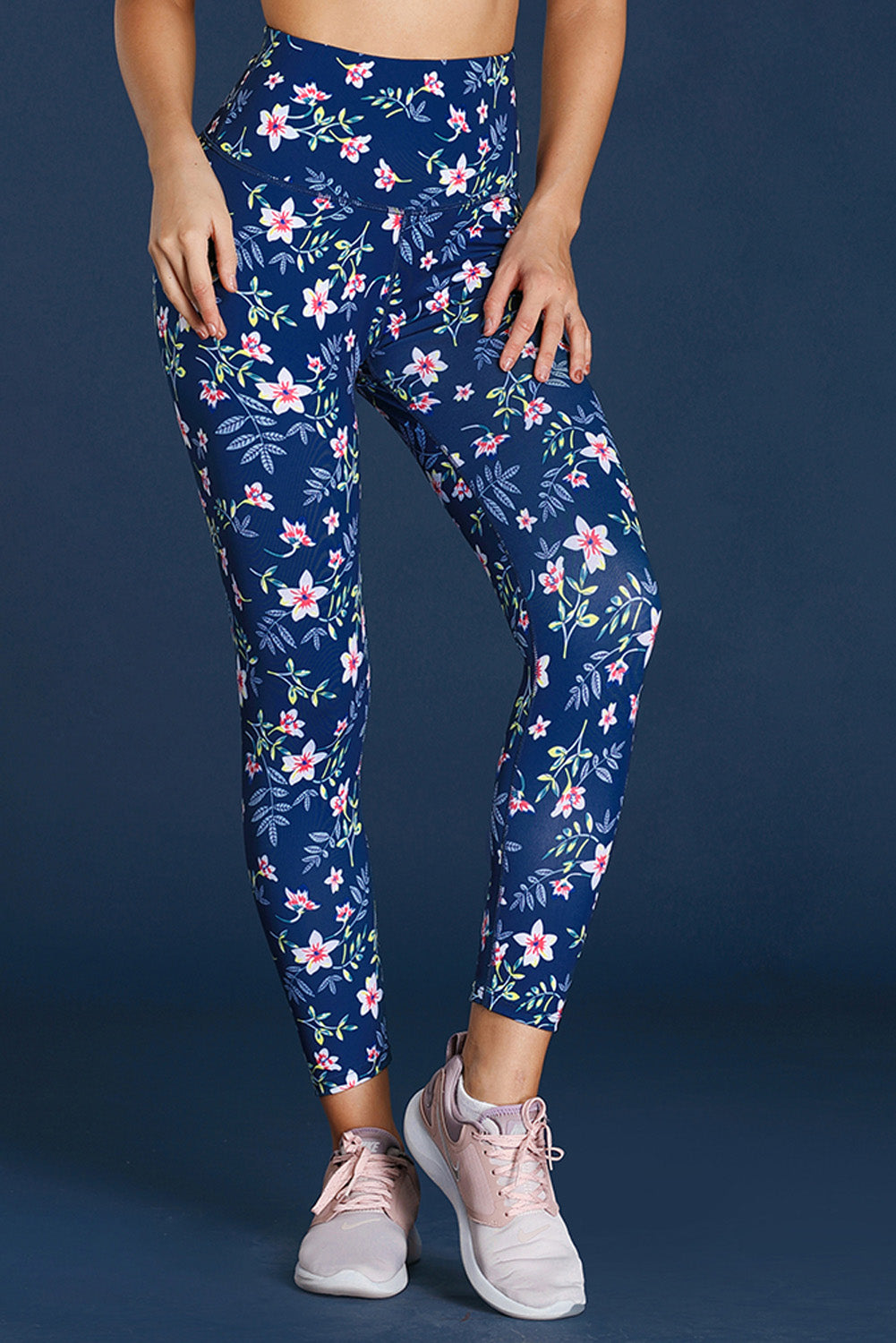 High Waist Floral Print Compression Womens Leggings - EBEPEX