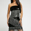 Black Strapless Fringe Skinny Sequin Dress - EBEPEX