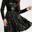 Mini vestido negro con espalda abierta y cintura alta con lentejuelas - EBEPEX