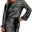 Silvery Loose Long Sleeve Sequin Dress with Sash - EBEPEX