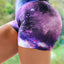 Purple Galaxy Print Booty Yoga Shorts - EBEPEX