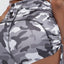 Gray Camo Print High Waist Side Ruched Fitness Yoga Shorts