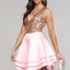 Heart Broken Pink Gold Sequin Multi Layer Skater Dress - EBEPEX