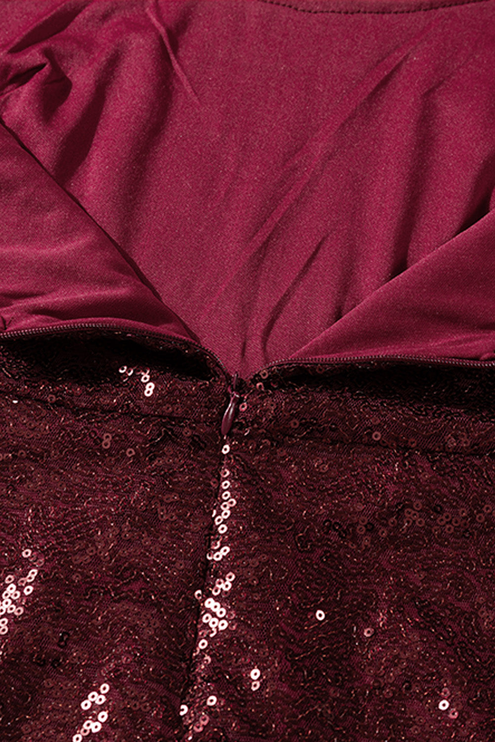 Wine Red Sequin Side Slit Cami Dress - EBEPEX