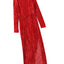 Red Sequined Georgette Wrapped Slit Dress