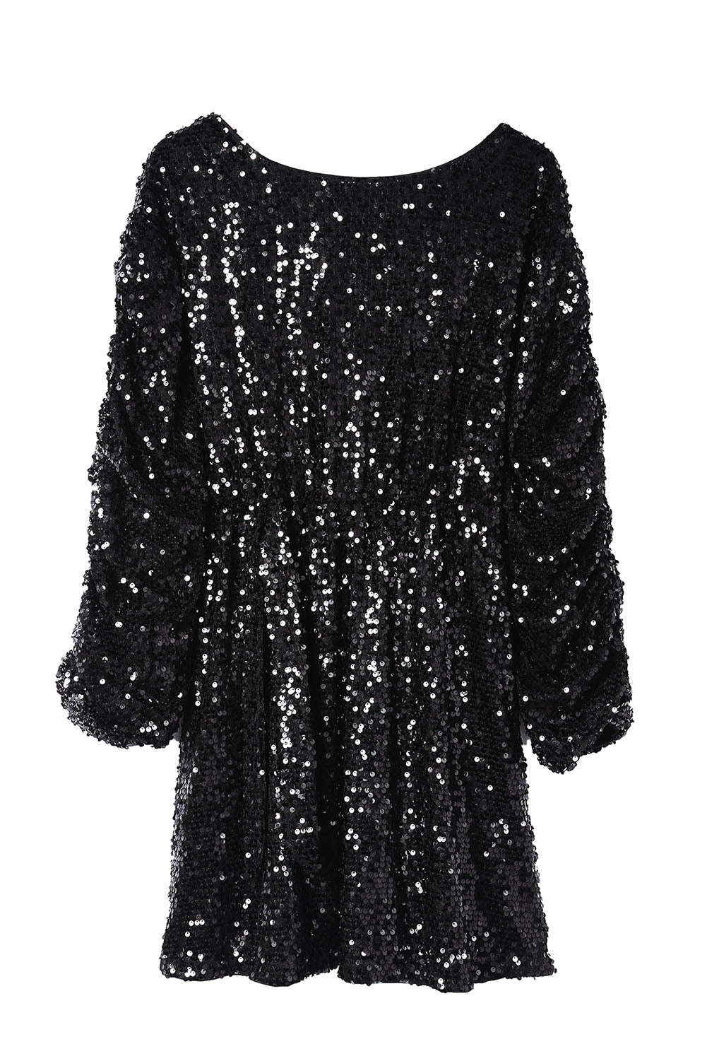 Mini vestido negro de manga larga con lentejuelas