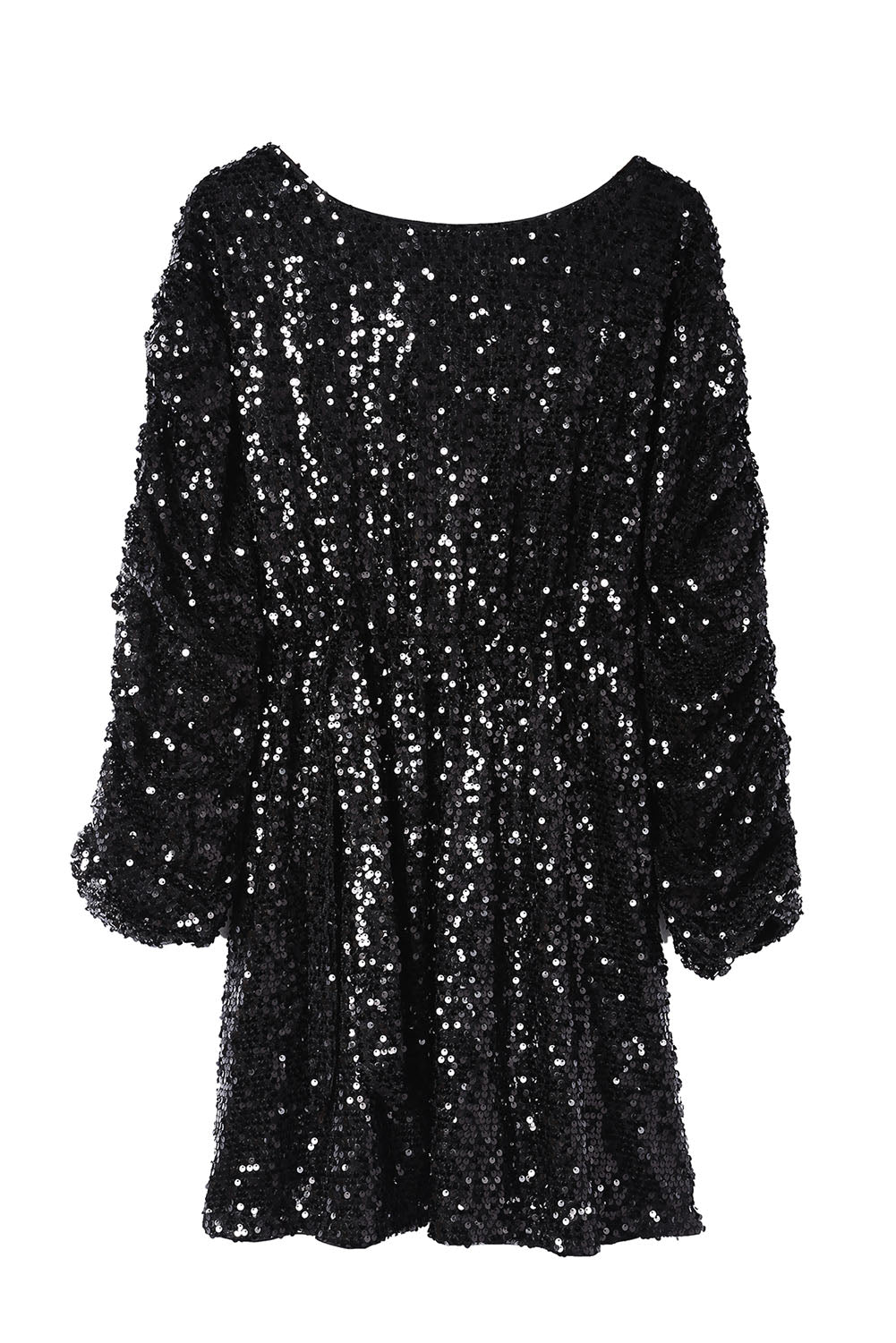 Mini vestido negro de manga larga con lentejuelas - EBEPEX