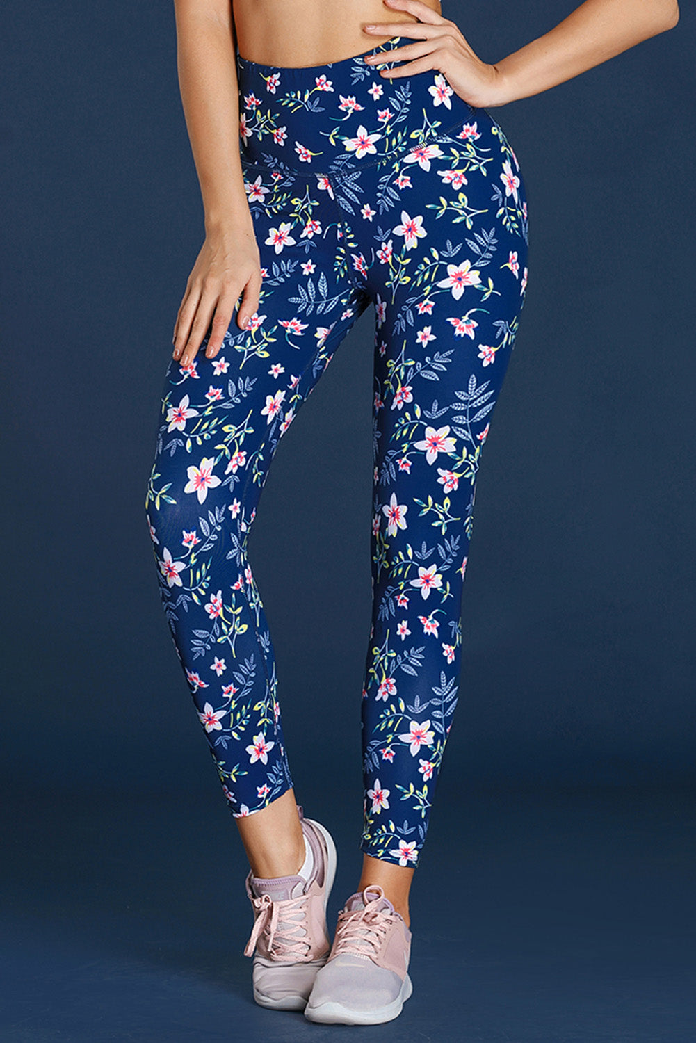 High Waist Floral Print Compression Womens Leggings - EBEPEX