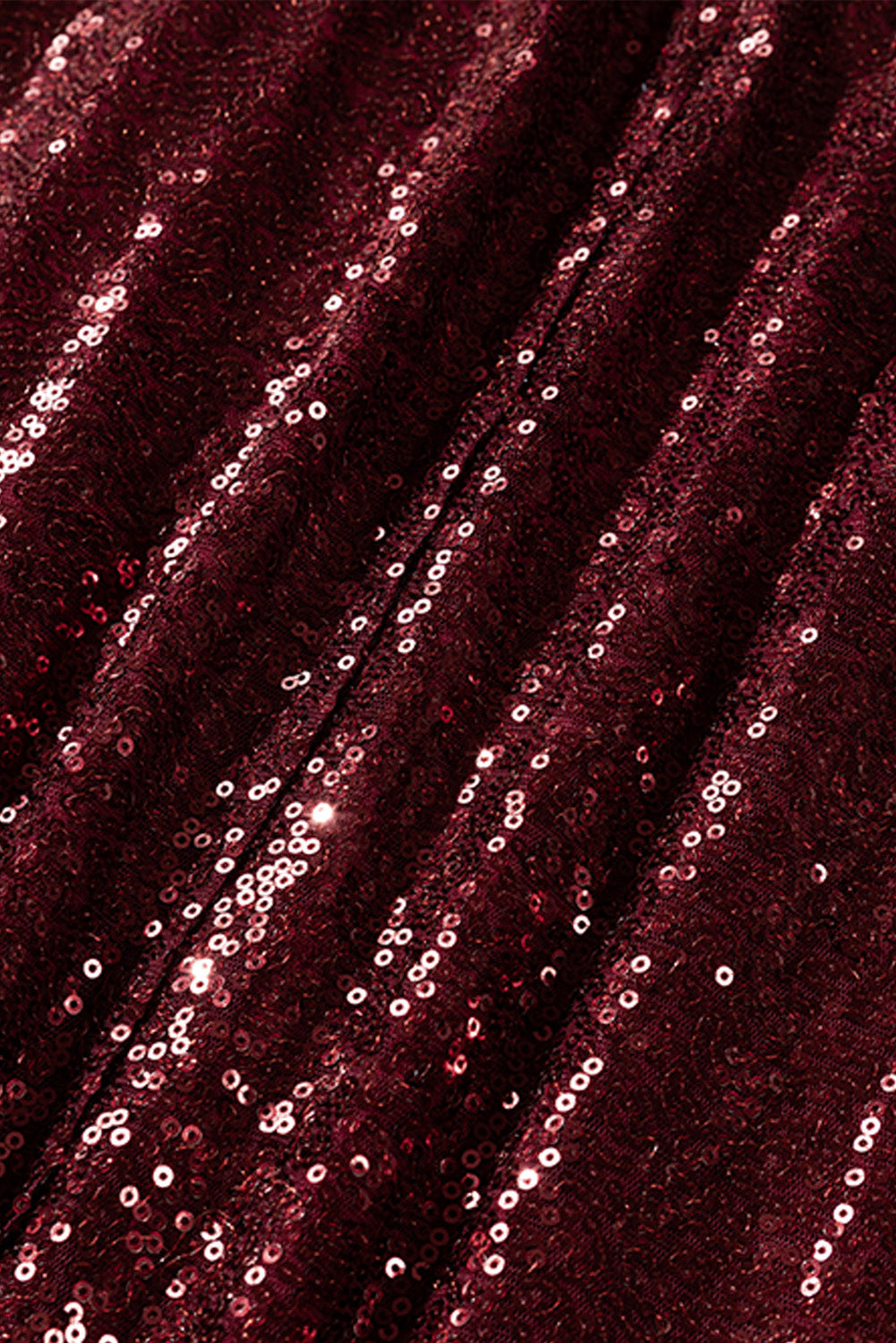 Wine Red Sequin Side Slit Cami Dress - EBEPEX