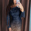 Blue Ombre Sequin Tassel Sleeve Bodycon Evening Dress - EBEPEX